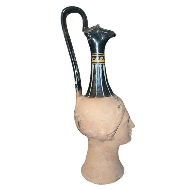 Hellenistic Canosan Figural Oinochoe (Head Vase) Apulia, Italy, 3rd C. - b.c.e. For Sale In Los Angeles - Image 6 of 9
