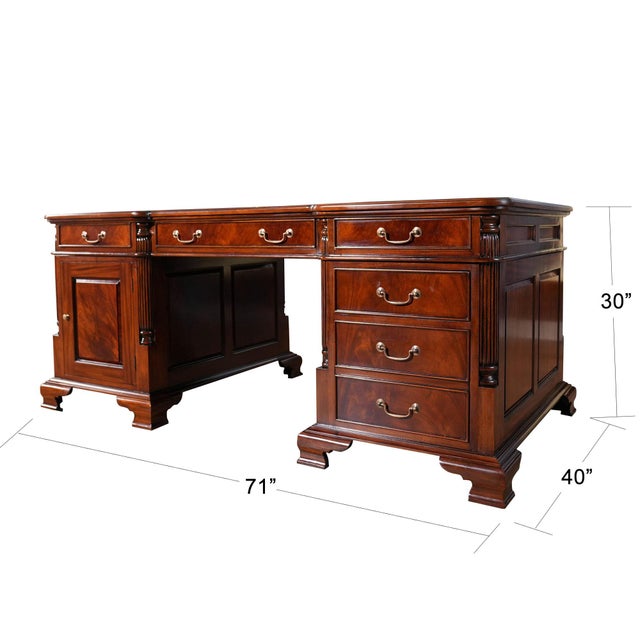 A fine quality Mahogany Partners Desk from Niagara Furniture with raised door panels and a rich brown color finish similar...