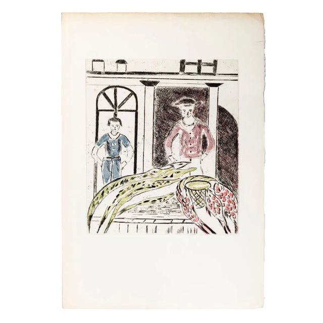 Unexpected Guests - Original Lithograph by A. Ruellan - 1970s 1970s For Sale