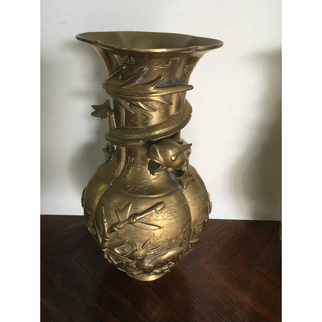 Vintage Japanese Brass Dragon Vases A Pair Chairish