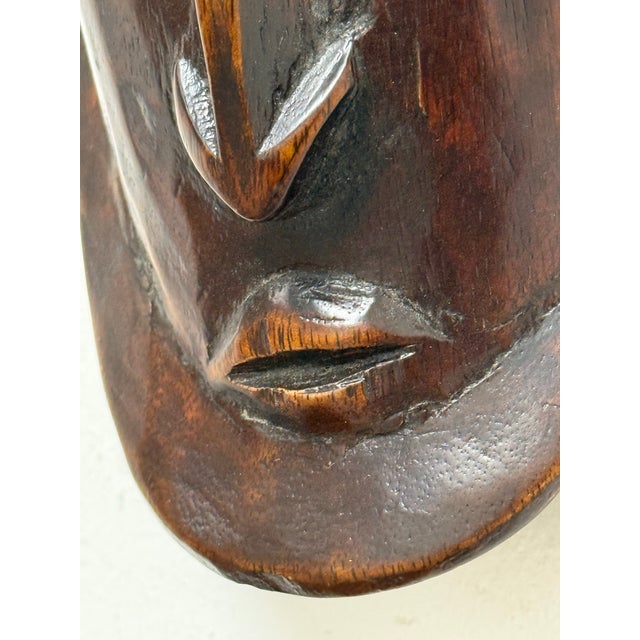 African Hand Carved Wood Wall Mask For Sale - Image 10 of 12