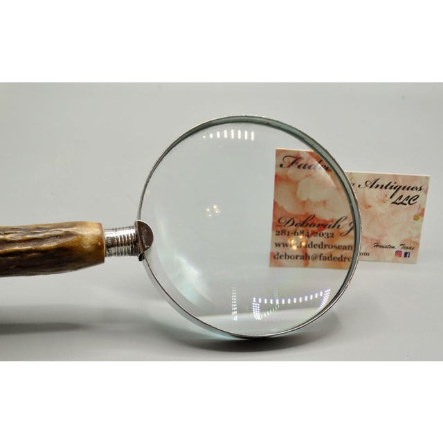 1910s Antique English Sterling & Stag Horn Magnifying Glass Hallmarks For Sale - Image 5 of 8