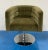 Stylish Modern Olive Green Velvet Barrel Back Lounge Chair, chrome finished metal base, showroom floor sample
