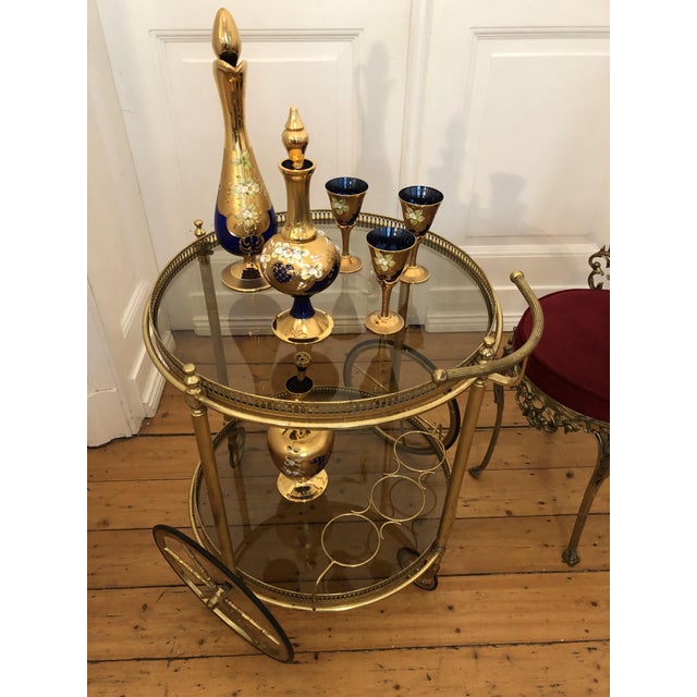 Venetian Bar Cart in Brass and Murano Glass, 1950s For Sale - Image 4 of 6