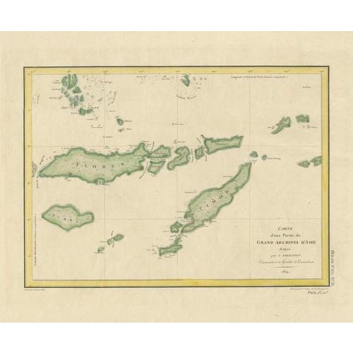 A finely engraved and historically important French map depicting the Lesser Sunda Islands, including Flores, Timor, and...