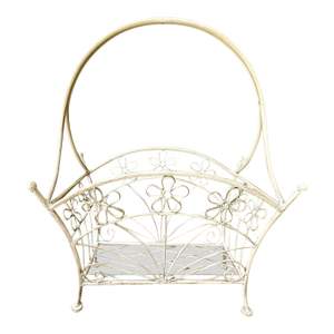 Vintage 20th Century Iron Newspaper/Magazine Rack/Basket With Handle