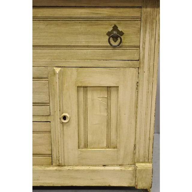 Antique Eastlake Victorian Pink Marble Backsplash Washstand Nightstand Cabinet For Sale In Philadelphia - Image 6 of 12