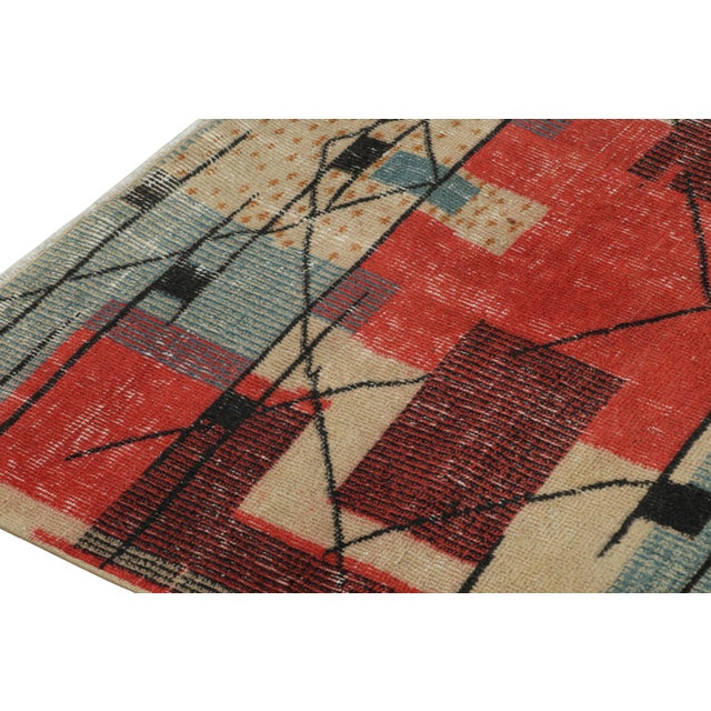 1960s 1960s Vintage Zeki Müren Rug in Red Beige Blue & Black Patterns For Sale - Image 5 of 7