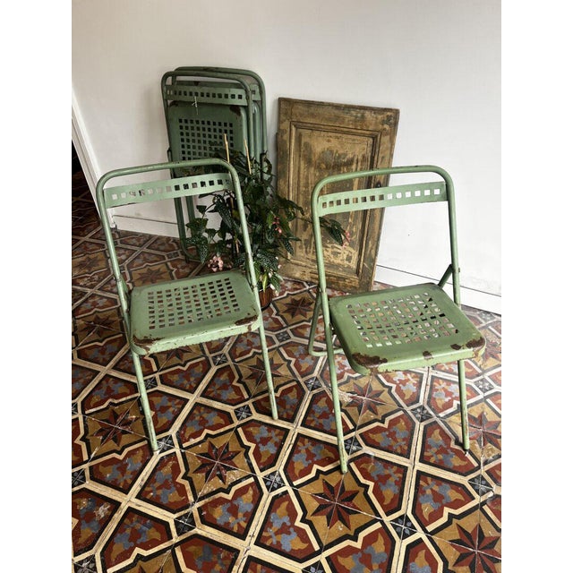 Industrial Pistachio Green Patio Chair For Sale - Image 3 of 11
