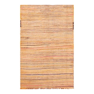 Nazmiyal Collection Flatweave Vintage Moroccan Warm Tones Kilim Rug For Sale