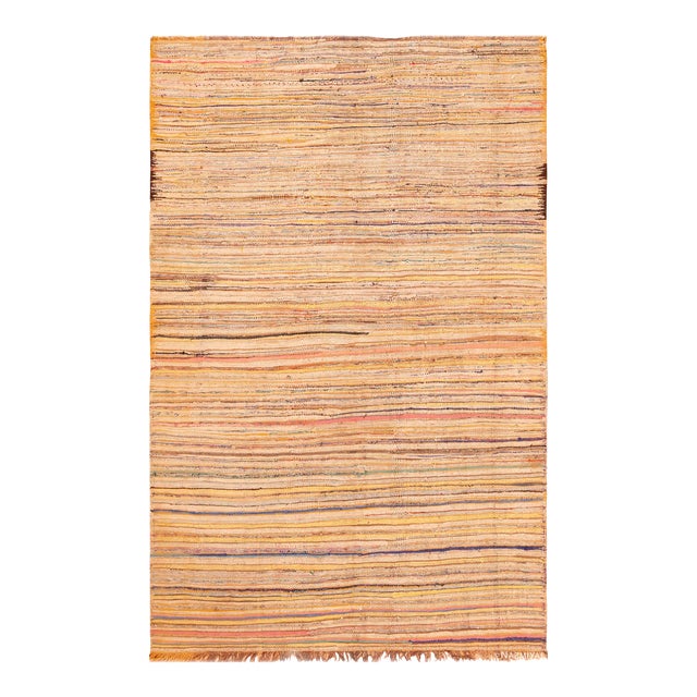 Nazmiyal Collection Flatweave Vintage Moroccan Warm Tones Kilim Rug For Sale