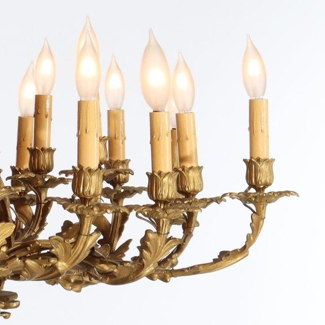 Early 19thC Large French Louis XIV Gilt Bronze 24-Light Foliate Chandelier For Sale - Image 10 of 12