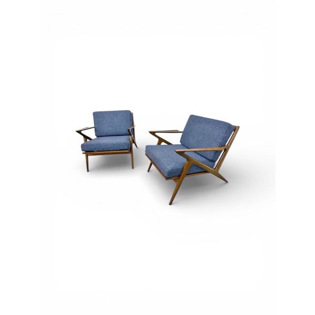 Mid-Century Modern Mid-Century Danish Modern Poul Jensen Selig Walnut "Z" Arm Chairs - Set of 2 For Sale - Image 3 of 9