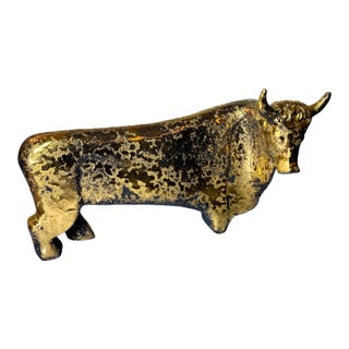 Rare 1950's Sascha Brastoff Gold Glazed Ceramic Cow/Bull For Sale