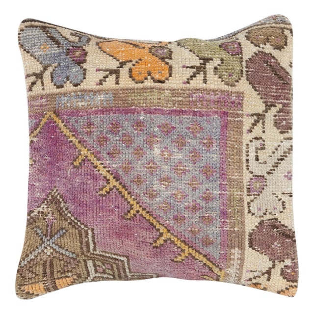 16"x16" Traditional Cushion Cover. Handmade Rug Pillow. Turkish Accent Pillow For Sale