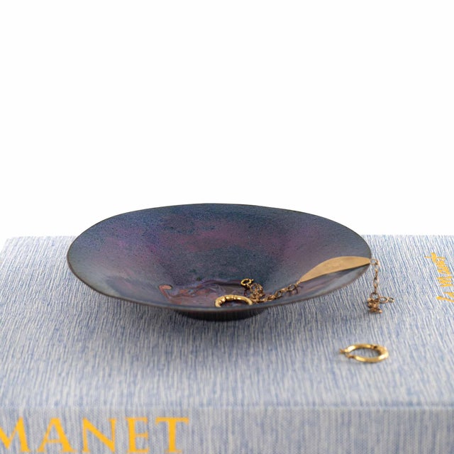 Vintage Blue Purple Enamel Catchall Bowl For Sale - Image 12 of 12