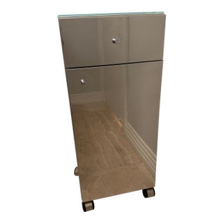 Waterworks Metal Cabinet on Casters With Glass Top For Sale