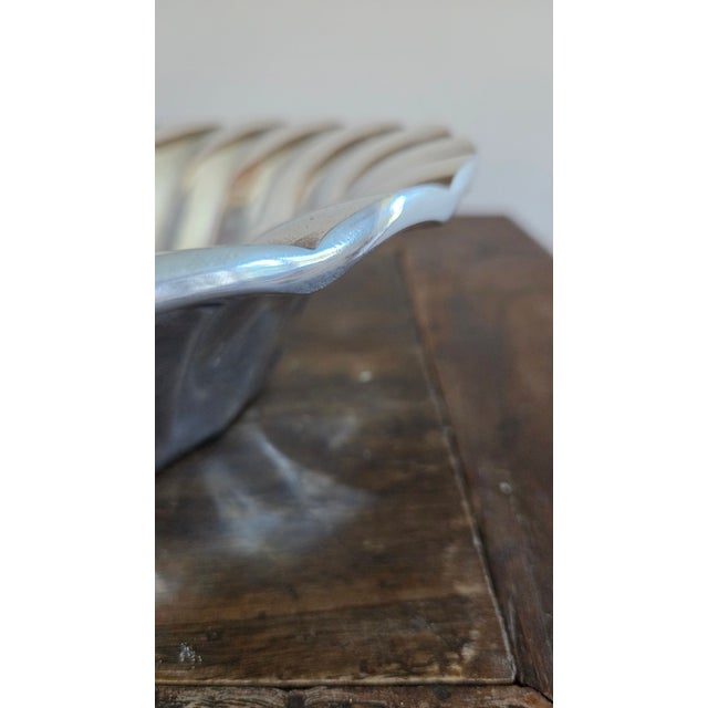 Late 20th Century Vintage Mexican Polished Aluminum Scallop Shell Bowl, Attributed to Old Town Imports For Sale - Image 5 of 14
