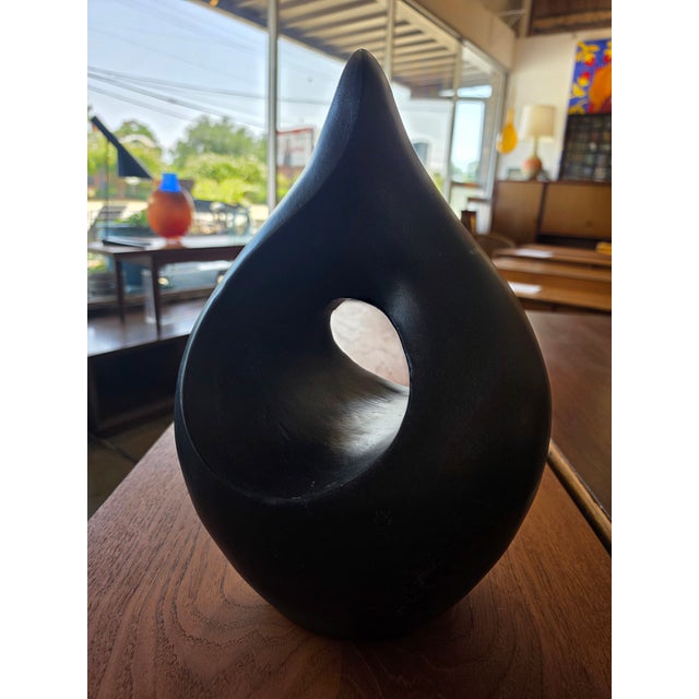 VTG MCM Brutalist Sculpture Handmade Terracotta Pottery Flame Minimalist Art For Sale - Image 9 of 12