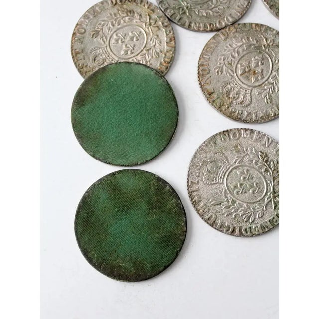 Vintage Louis XVI 1788 Replica Coin Coasters - Set of 9 For Sale - Image 4 of 7