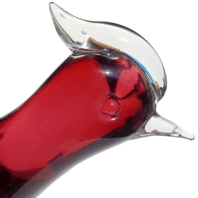 Italian Vintage Murano Sommerso Red Amethyst Italian Art Glass Mid Century Bird Sculpture Figure For Sale - Image 3 of 7