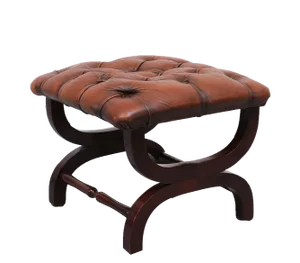 English Country House Style Padded Leather Ottoman, 1965
