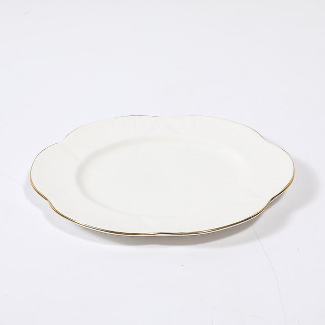 White Set of 10 Art Deco Style Bone China Plates With 24Karat Gold Trim Signed Shelley For Sale - Image 8 of 14