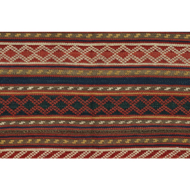 Rug & Kilim Vintage Persian Kilim, Brown With Vibrant Geometric Stripes - Rug & Kilim For Sale - Image 4 of 7