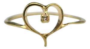 The Crux: Contemporary Thin Yellow Gold Heart and Diamond Ring