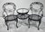 Woodard outdoor Furniture Company, Chantilly Rose Tete-a-Tete seat for two with attached table top with a glass top with a...