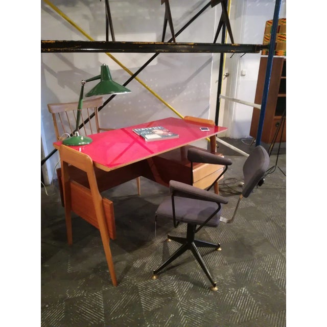 1950s Mid-Century Modern German Grey-Black Metal & Brass Rotating Armchair, 1930 For Sale - Image 5 of 6