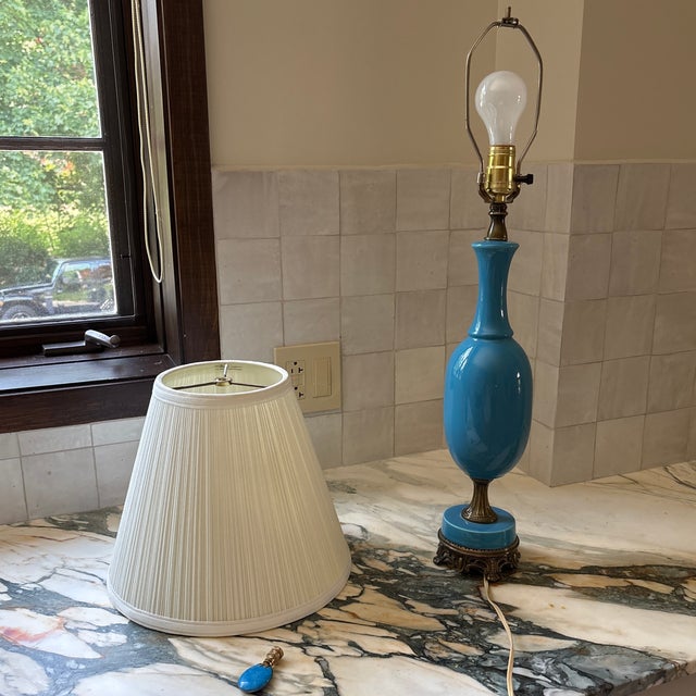 1950s French Style Blue Porcelain Table Lamp For Sale - Image 12 of 12