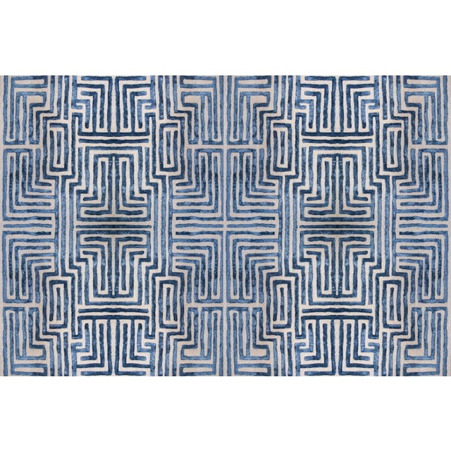 Knossos Hand-Tufted Maze Rug, Blueberry Blue, 8x10 For Sale