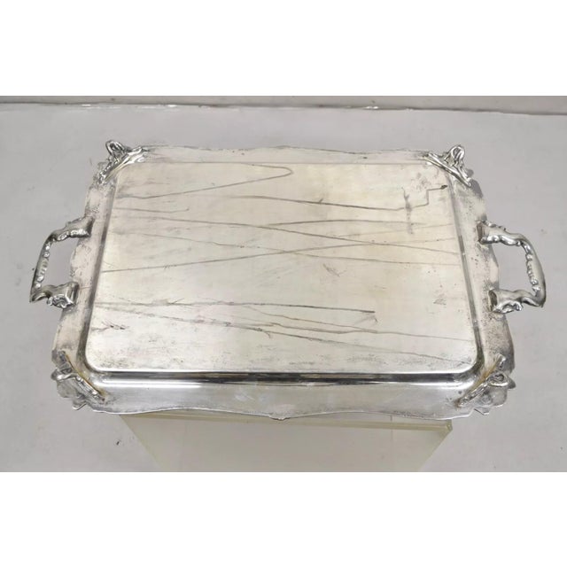 Vintage Sheffield Victorian Ornate Silver Plated Serving Platter Tray For Sale - Image 10 of 12