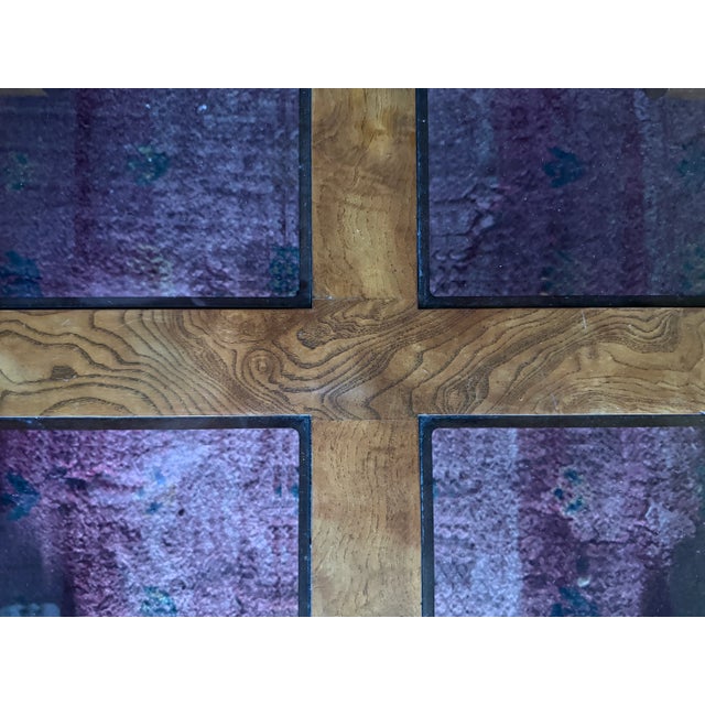 James Mont Classy Burlwood and Smoked Glass Square Coffee Table Attributed to Baker Furniture and James Mont For Sale - Image 4 of 10