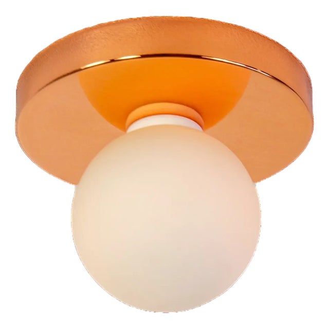 Globe Flush Mount Copper, 3 Inch Glass Globe, by Research.Lighting, Modern, Minimal For Sale
