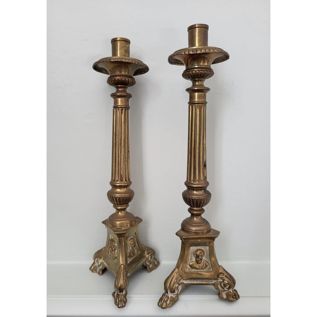 Antique French Altar Candlesticks, 1800s, Set of 2 For Sale - Image 6 of 6