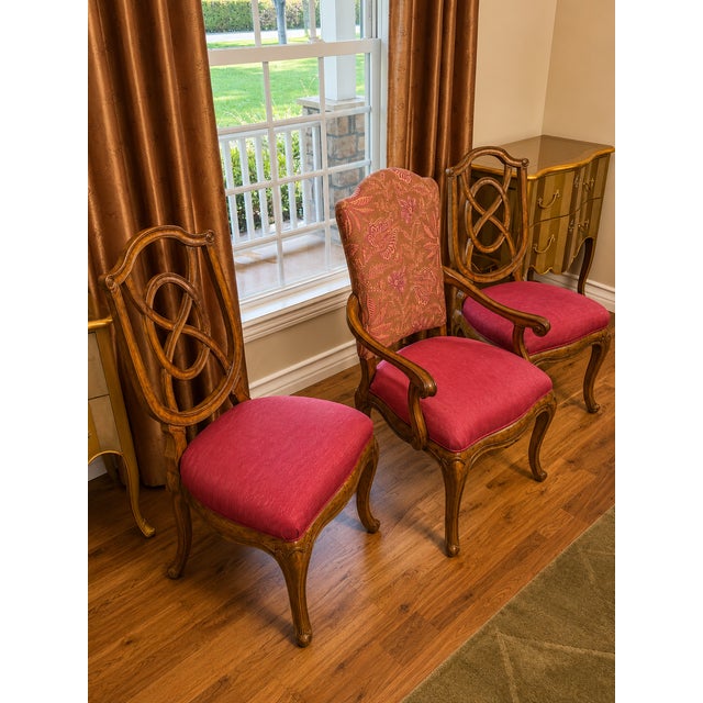 Vintage 10-Piece Carved Wood Dining Chair Set - 8 Side Chairs & 2 Upholstered Armchairs For Sale In Las Vegas - Image 6 of 12