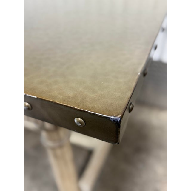Lexington Twilight Bay Shelter Island Rectangle Bistro Table / Kitchen Island With Hammered Metal Top For Sale - Image 10 of 10