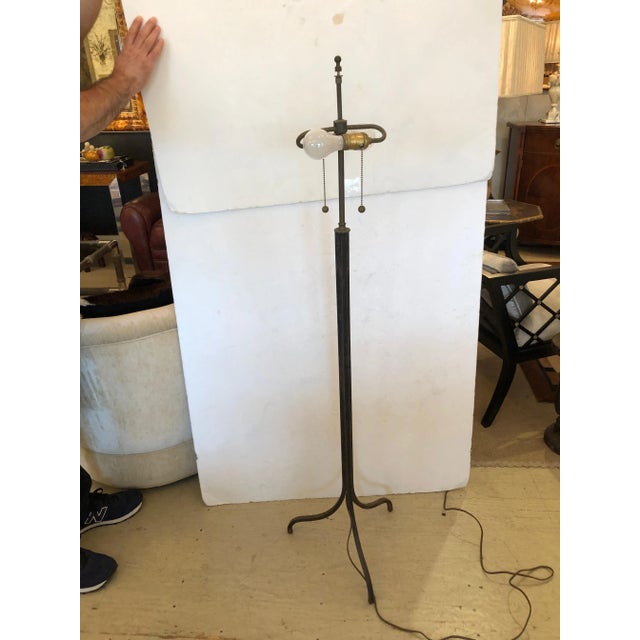 Antique French Vintage Directoire Steel Floor Lamp With Feather Shade For Sale - Image 4 of 10
