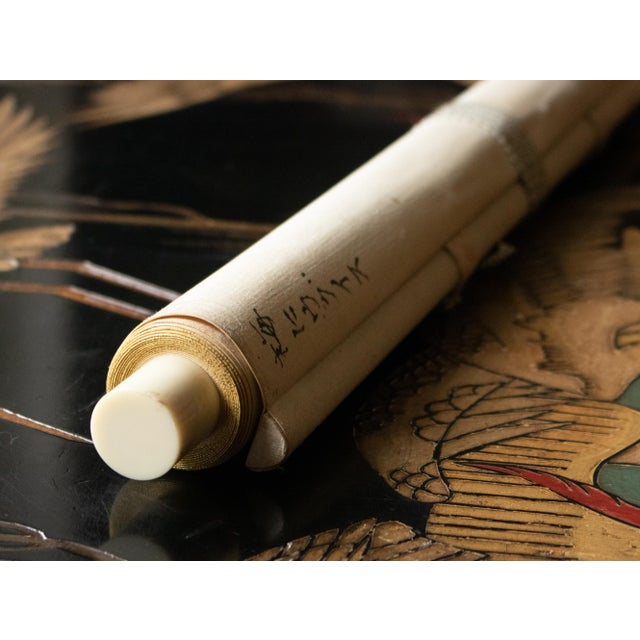 Showa Era Oda Hideaki, "Peonies and Blue Birds" Japanese Silk Scroll Painting For Sale - Image 12 of 15