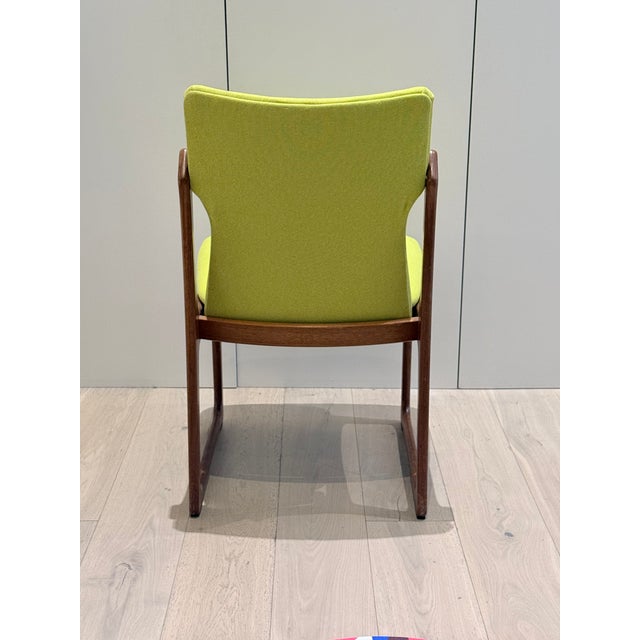 Mid-Century Modern Mid-Century Modern Danish Teak Dining Chairs Attributed to Vamdrup Stolefabrik, 1960s, Maharam Meld Chartreuse — Set of 4 For Sale - Image 3 of 8