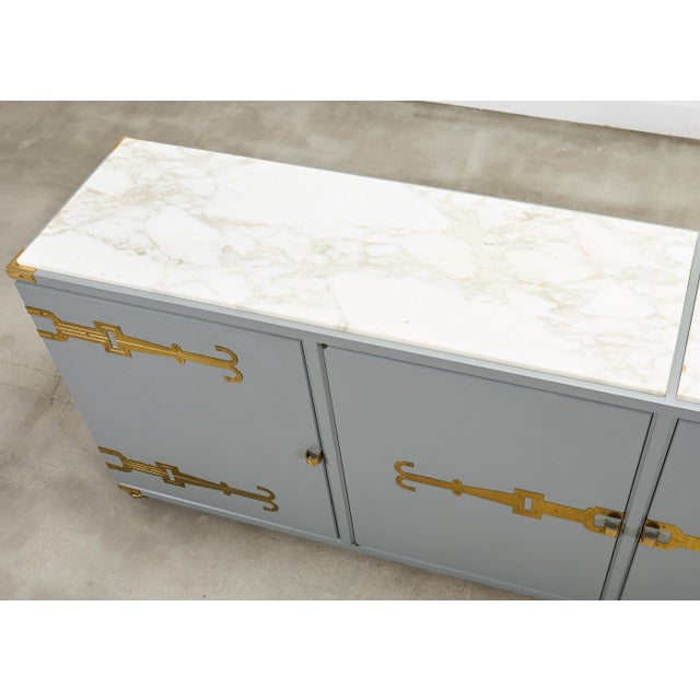 Tommi Parzinger Lacquer Marble Top Sideboard Credenza 10 Ft For Sale - Image 10 of 18