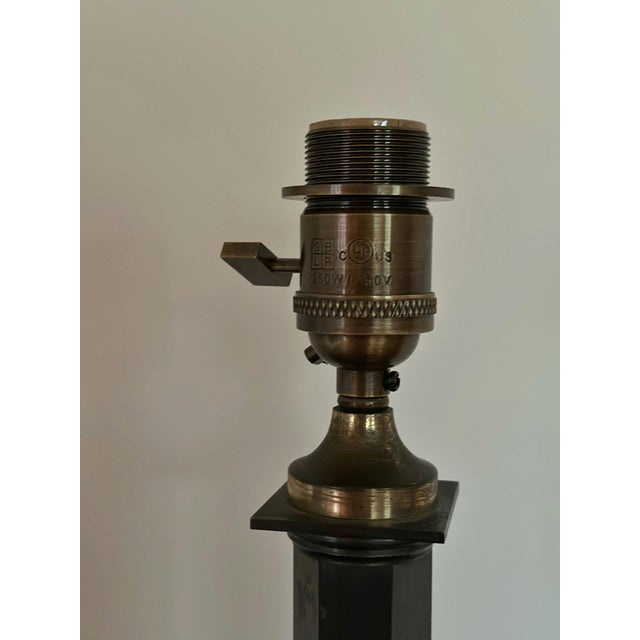 Black Neoclassical Table Lamp in Patinated Metal, 1940s For Sale - Image 8 of 10