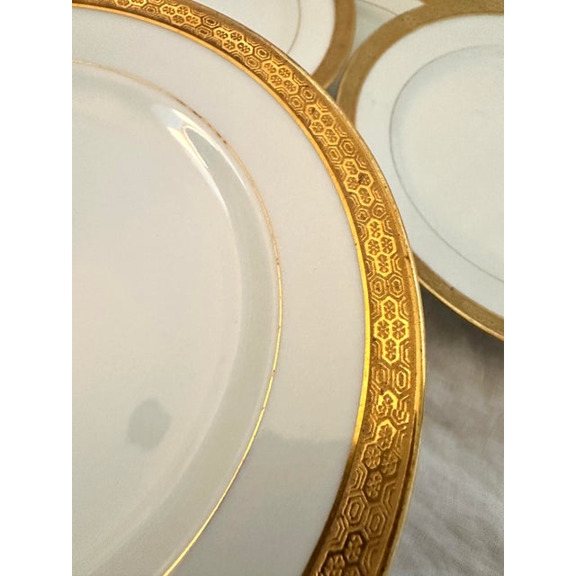 Limoges, France Vintage C. Ahrenfeldt Limoges 24kt Gold Rim Salad Plates-Set of 7 For Sale - Image 4 of 6