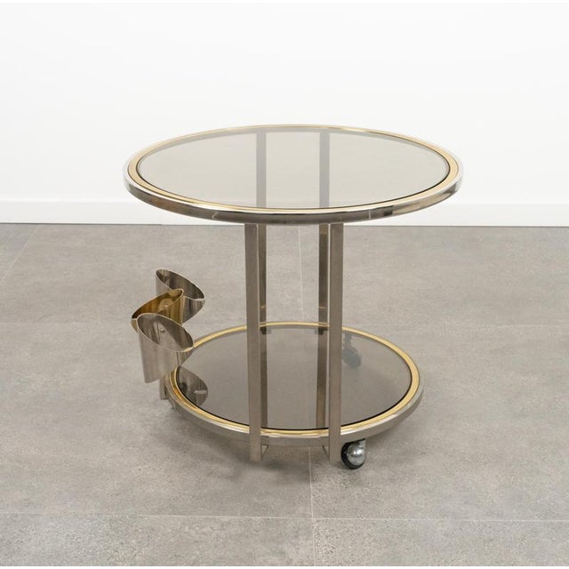 Mid-Century Serving Cart in Brass, Chrome and Glass, Italy, 1970s For Sale - Image 10 of 18