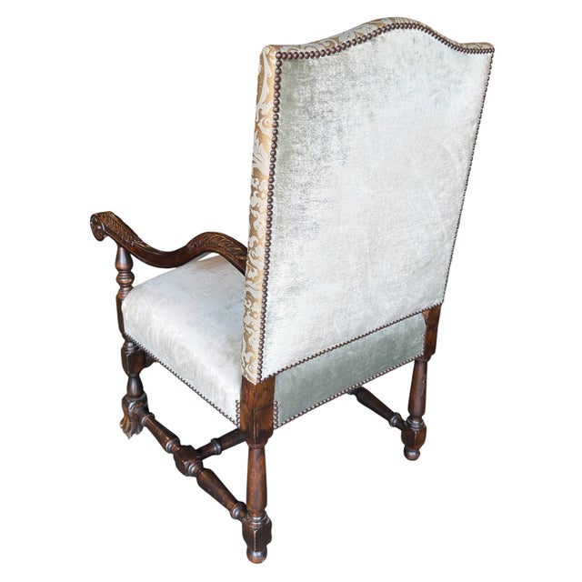 Late 20th Century Italian Baroque Style Carved Walnut Armchairs - A Pair For Sale - Image 4 of 6
