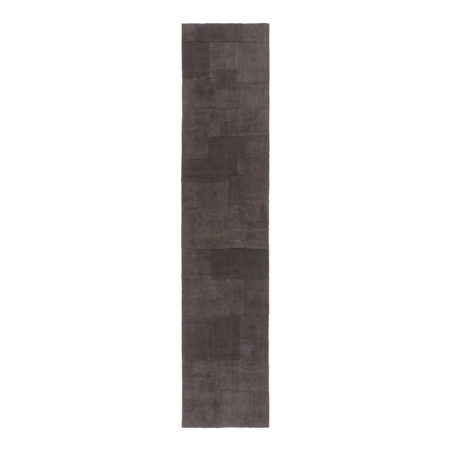Vintage Turkish Runner With Mauve & Black Patchwork in Bold Design - Rug & Kilim For Sale