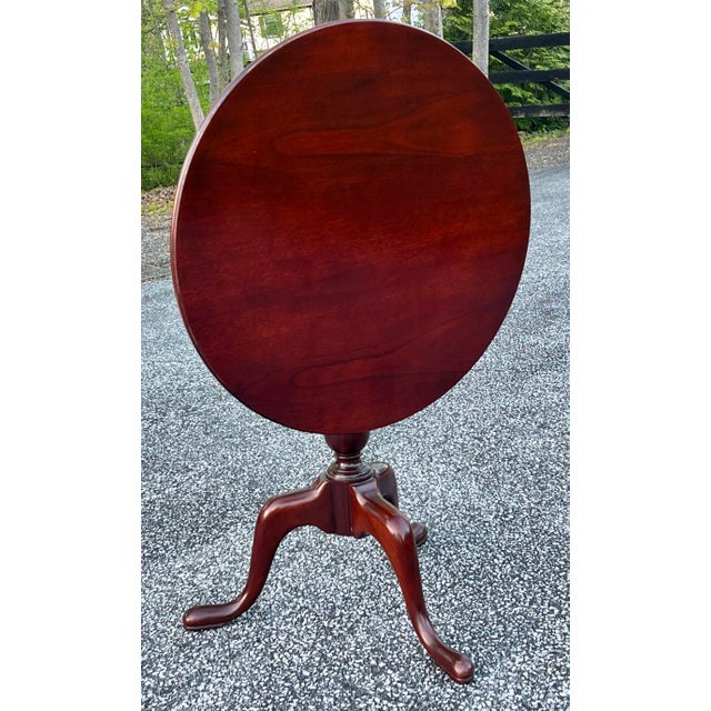 Queen Anne Style Mahogany Bird Cage Tilt Top Tea Table For Sale - Image 4 of 9