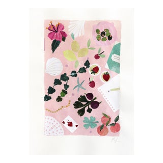 Under the Umbrella - Abstract Colorful Still Life Collage Art on Paper Original Artwork by Maria C Bernhardsson For Sale